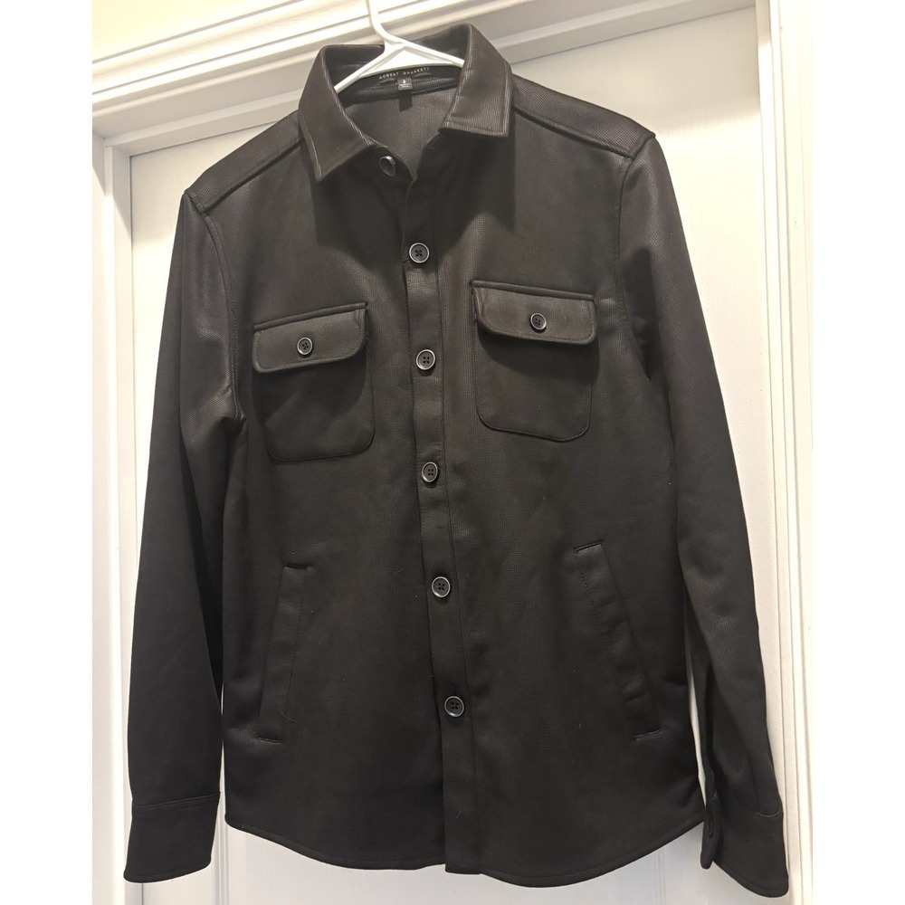 Robert Barakett Men's Small Andreas Black Faux Suede Overshirt Jacket NWT